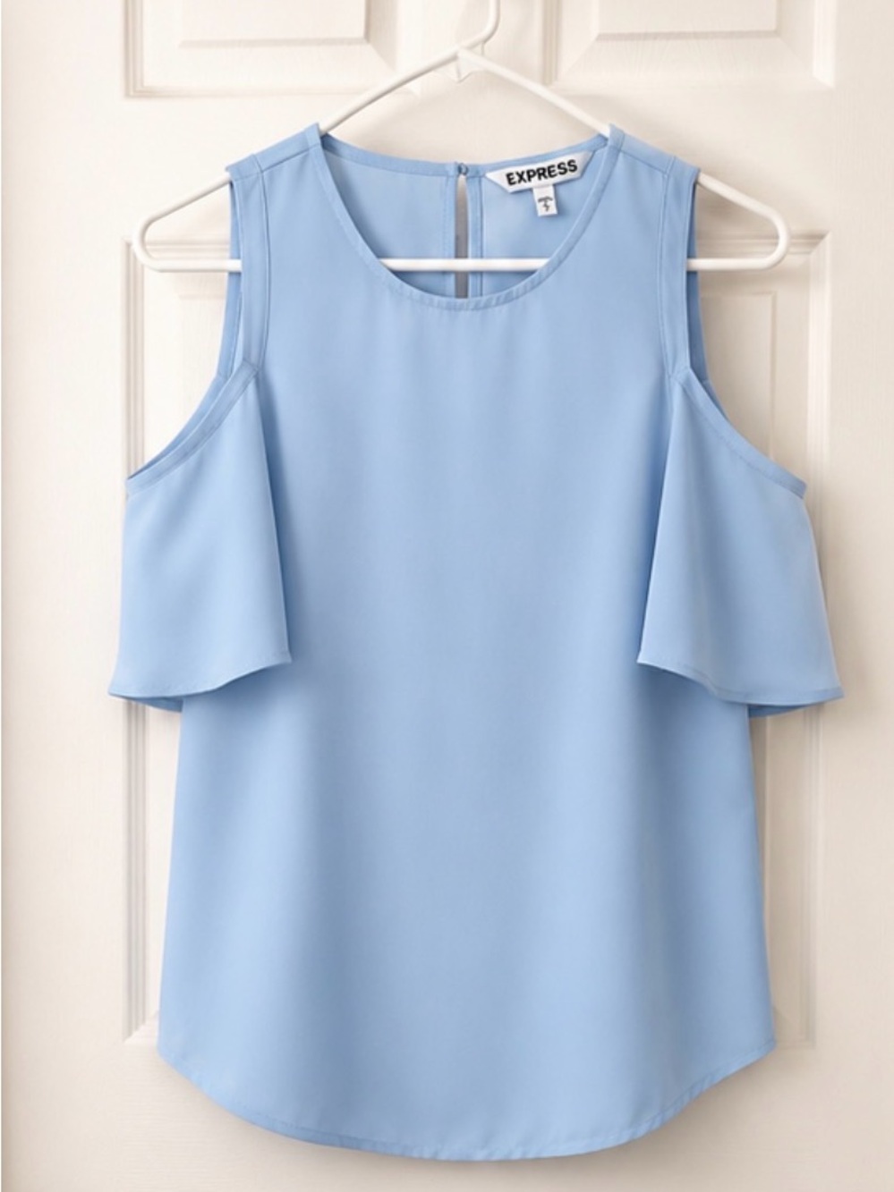 Express Light Blue Cold-Shoulder Blouse